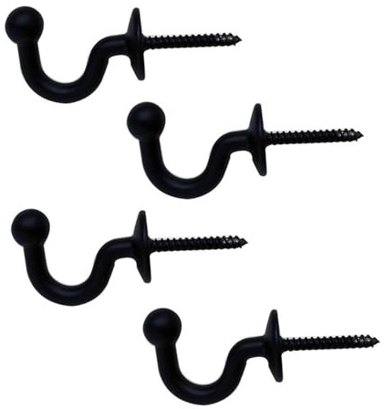 Hdtyyln 2 Pairs Curtain Hooks for Drapes, European Style Curtain Hook, Black Window Curtain Holdback Tiebacks, Heavy Duty Wall Mounted Hooks for Curtain Cup Key Bags, Home Decorative Hangers