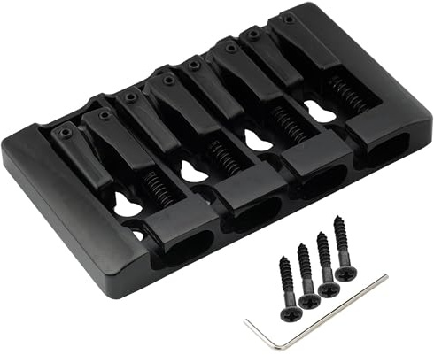 Musiclily Pro 19mm Pre-Radiato Ponte Basso in Zinco Duro per Basso Elettrico 4 Corde, Nero
