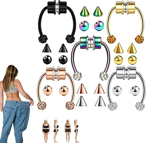 Magnetische Lymphvity-Nasenringe in 5 Farben, dünner, schneller Akupressur-Nasenring zum Abnehmen, magnetischer Septum-Nasenring, für Nicht durchdringende Faux-Nasenringe