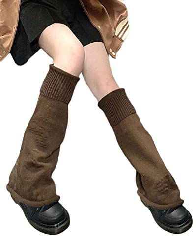 Minetom 1 Paar Stulpen Damen Lolita Stulpen Leg Warmers Beinwärmer Winter Beinstulpen Stricken Legwarmers Gothic Stiefel Boot Abdeckung Für Studenten Mädchen A1 Braun Einheitsgröße