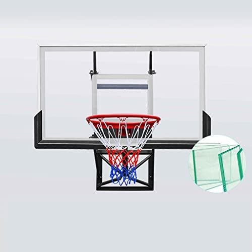 VEGALA Basketballkorb Garage Wandmontage, höhenverstellbar, mit 53,5x31,9in gehärtetem Glas Backboard, Pro-Style Breakaway Rim, Durable Bracket und All Weather Net