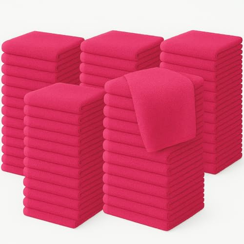 Diamond Tex Pack of 6, 12, 24, 36, 48, 96 Face Cloth 100% Egyptian Cotton Soft Flannels Set Quick Absorbent Washcloth 500-GSM Gym, Golf Hand Wash Towels 30x30cm (Pink, 6)