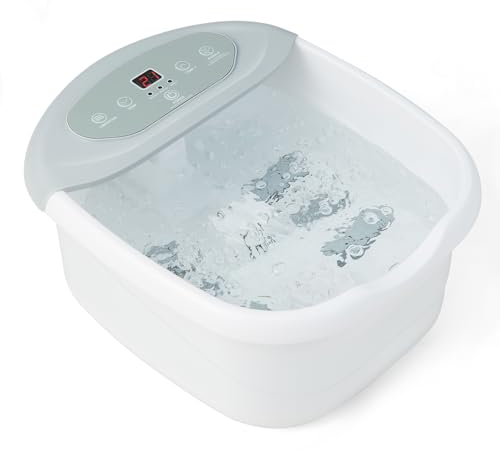 HOMASIS Pediluvio, massaggiatore elettrico per piedi con funzione di massaggio ad acqua, con bolle d'aria calda, con controllo delle vibrazioni e della temperatura e timer di temperatura 1 ora
