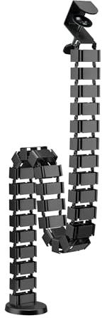 Mimoke Morsetto di montaggio per scrivanie regolabili in altezza, tubo flessibile per cavi di lunghezza 1347 mm, gestione cavi rettangolare Cuba Slim, fissaggio a morsetto, nero, MMK-CC10