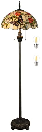 Bidesen Tiffany Stehlampe Gelb Liaison Buntglas Stehende Leselampe 16 Zoll Antike Ecke Lampe Dekor Schlafzimmer Wohnzimmer Home Office (A6)