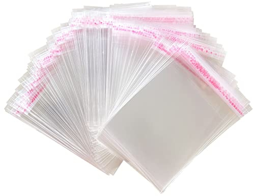 Zydiwo 200 Pezzi Sacchetti di Cellophane Trasparente Sacchetti Plastica Autoadesivi OPP Plastica Bustine Adesive per Decorare Caramelle Natale Pasqua (10x14cm)