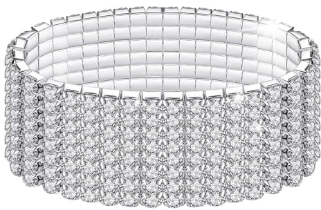 Kucheed Bracelets Extensibles en Strass, Bracelet Rivière en Diamants Étincelants, Bijoux de Mariage Empilables en Cristal Brillant pour Femm