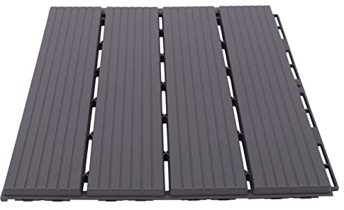 WPC - Piastrelle per terrazze, 22 pezzi, per balconi, terrazze, terrazze, esterni, grigio scuro, 30 x 30 x 1,6 cm