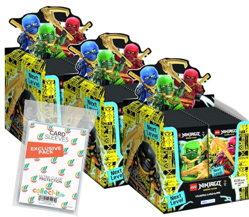 Bundle mit LEGO Ninjago Serie 9 Next Level Trading Cards - 3 Display (150 Booster) + Exklusive Collect-it Hüllen