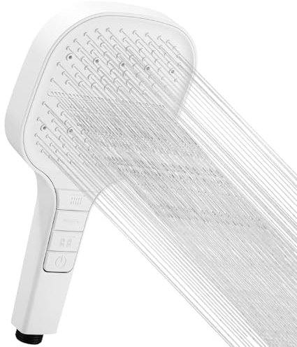 duschkopf Wassersparender Duschkopf mit Stopfknopf und 7 Strahlarten, großes Chromweiß