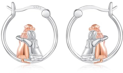 CHENGHONG Dog Earrings 925 Sterling Silver 17mm Labrador Hoop Earrings Hypoallergenic Dog Jewellery Labrador Gifts for Women Girls…