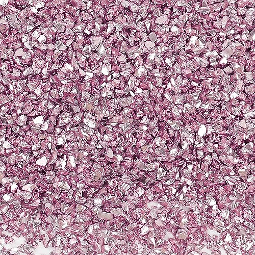 Anevous 100g Crushed Glass Chips, 1-2mm Unregelmäßiges Glitzer Glassplitter, Glitterglas Kies, Glasperlen zum Basteln für Nail Art Crafts DIY Vase Epoxidharz Schmuck Making Heimdekoration,Rosa