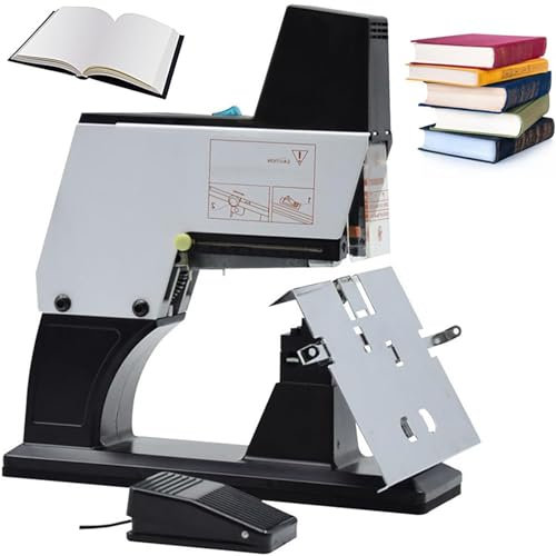 Robuster automatischer Schnellhefter, automatische Sattelbindemaschine, elektrischer Sattelhefter mit Fußpedal, 1–9 Einstellstufen, Bindungstiefe 100 mm for Büros, Schule und Unternehmen