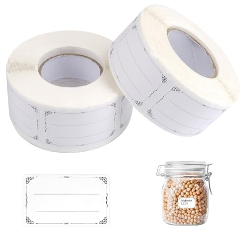 2 Rolle 1200 Stück Etiketten für Gefriergut, Ablösbare Gefrieretiketten Auf | 50 x 30mm Gefrieretiketten Aufkleber Keine Rückstände, Etiketten Gefriergut Selbstklebend für Gewürzgläser Tiefkühldosen