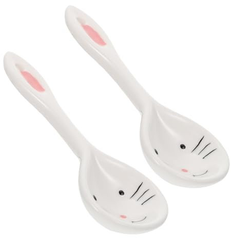 VICASKY Hasenlöffel Für Kinder 2 Stück Keramik Bezauberndes Design Babylöffel Und -gabeln Zum Füttern
