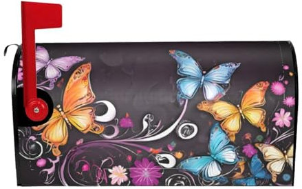Butterflies Print Mailbox Cover Durable Oxford Cloth for American Standard & Large Size Mailboxes