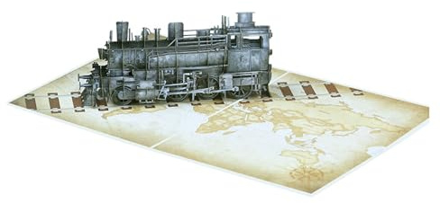 Saiyana Carte pop-up créative 3D Train à vapeur pour papas, carte de vœux journalière avec enveloppe, pliable, tout pour la carte d'anniversaire