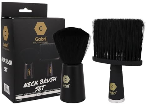 Gabri Neck Duster Brush - Extra Soft Fade Brush for Men's Grooming - Professional Neck Brush for Barbers and Stylists, Cleaning Hairbrush Salon Hairdressing (Black Set 2pcs)