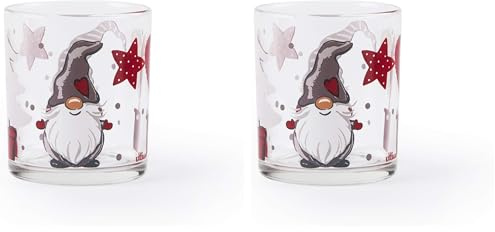 Excelsa Gnomo 3er Set Weihnachtsgläser, Glas, 250 ml (Packung mit 2)