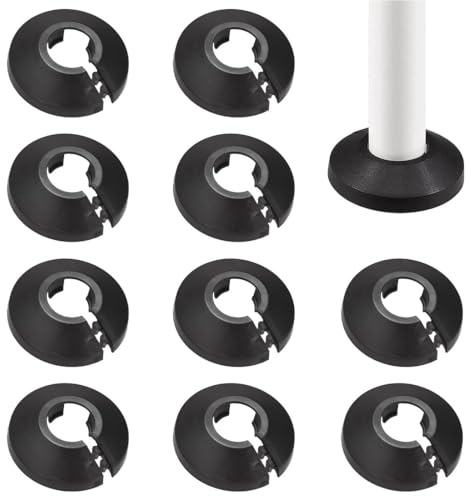JEYORZY 10 Stück Einzel Heizungsrohr Rosette, Heizungsrohr Abdeckung, Rohrabdeckung, Abdeckrosetten, Heizung, Verkleidung, Heizkörper Rosetten, Schwarz Polypropylen, Schwarz (16MM)