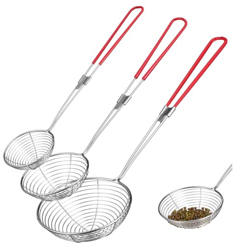 STOBAZA 3Pièces Passoires Araignées Acier Inoxydable Cuillères Écumoire de Cuisine pour Égoutter et Filtrer Aliments