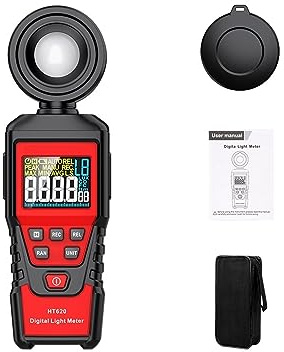 Handheld Light Meter, Digital Light Meter 100000 LUX Photometer Luxmeter Professional Lux FC Test Meter LED High Accuracy Illuminometer(620L)