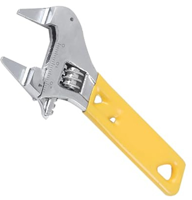 Itkcozcg Compactly Adjustable Spanner 20mm Opening Jaw Strong Carbon Steel Wrench Tool for Plumbing and Bathroom Maintenance Single Open End Spanner Rubber Handle