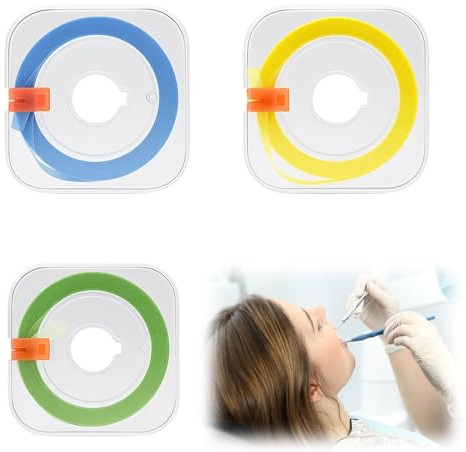 Zahnschleifpapier, 3 Rollen Zahn Polierstreifen für Zahnzwischenräume, Effektive Reinigung und Polieren der Zähne, Flossing Band, Zahnband Ideal für Reisen und tägliche Mundhygiene (Blau, Gelb, Grün)