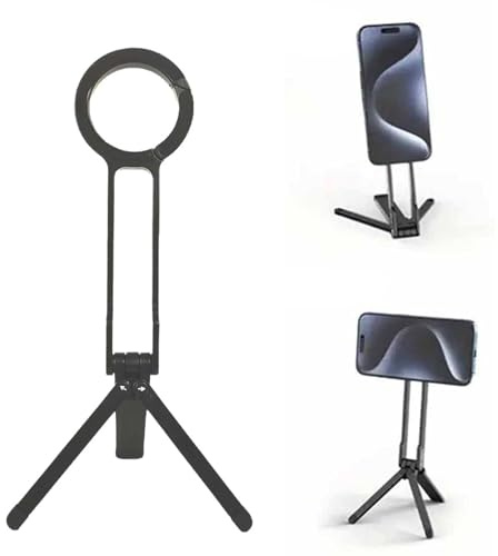 Magnetic Phone Tripod,Portable Phone Holder Mini Tripod,Foldable Magnetic Smartphones Holder,Magnetic Phones Stand For Home Office,180° Adjustable Aluminium Alloy Phones Stand,For Home Office,Kiuiom