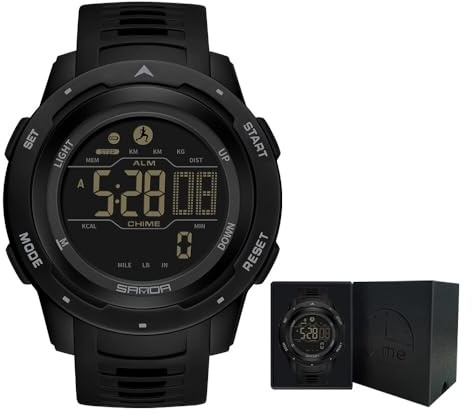Flintronic Schrittzähler Uhr Herren, Wasserdicht, Fitness Tracker Fitnessuhr, mit Schrittzähler Kalorienzähler, Schwarz