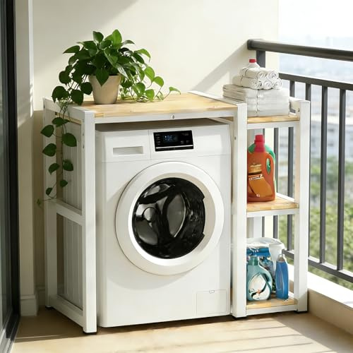 Mueble Torre Lavadora Secadora，altura Ajustable, Resistente, Capacidad De Carga De 300 Kg, Para Lavanderías, Baños Y Balcones(Black)