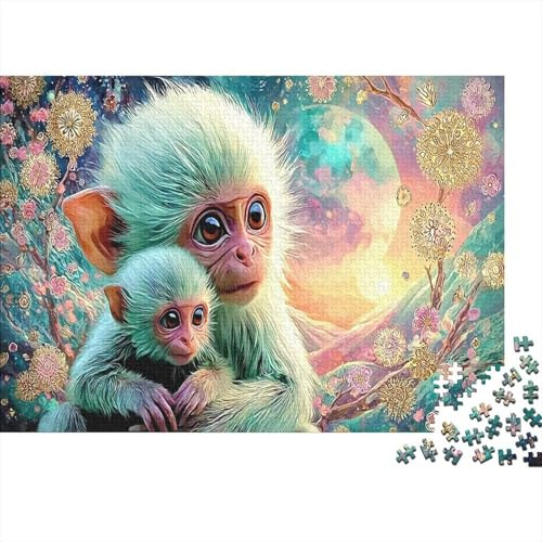Affenbabys 1000-Teile Puzzle aus umweltfreundlichem Material, Affenfamilie Puzzle, Hochwertig, Schwierig, Stressabbauend, Geschenk für Frauen & Männer, 70x50cm