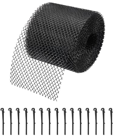 QUARKZMAN Rete Protettiva Per Grondaie In Plastica Rotolo 20 M X 15 Cm Protezione Grondaie Con 15 Clip Nere Contro Foglie Rametti Rami E Detriti