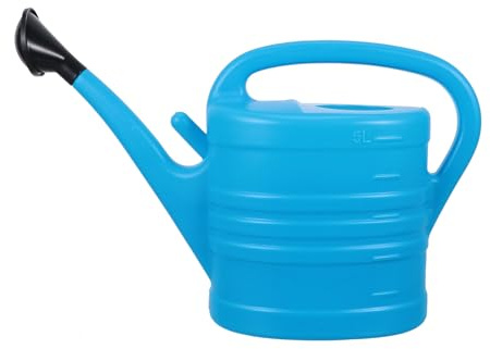 Plastica Annaffiatoio Doccetta Blu 5L da Giardino | Bocca D’Acqua Allargata, Manico Ergonomico Antiscivolo, per Piante e Alberi in Casa e Giardino
