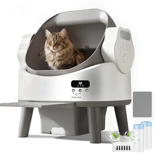 JUMMICO Lettiera Gatto Autopulente, Lettiera Automatica per Gatti Grandi Fino a 10 kg, Lettiera Elettrica con Protezione e Deodorante, Ideale per Famiglie con Più Gatti