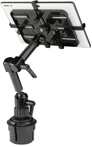 Mount-It! Carbon Fiber Cup Holder Tablet Mount Tablet Holder for Car Truck SUV, Adjustable 7–11 Inch iPad & Tablets, 18 Extension Arm, 360° Rotation, Fits 2.75–3.5 Cupholders, ELD GPS Holder