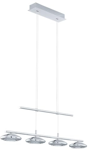 EGLO LED Hängelampe Tarugo 1, Pendelleuchte Esstisch dimmbar | Stahl in chrom, Kunststoff in weiss warmweiß