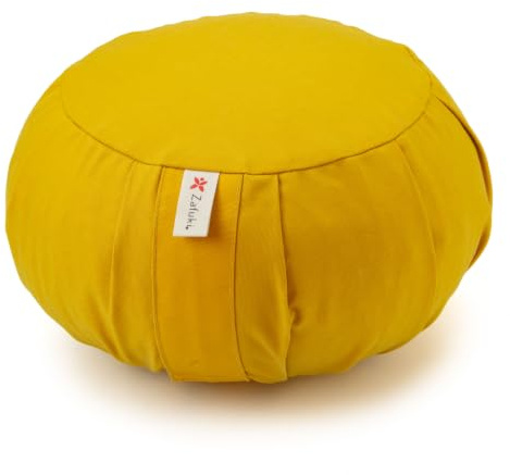 Zafuki Cojin Zafu Meditación Yoga - Altura 15 cm - Relleno de Cáscara espelta eco - Cubierta desenfundable en Algodon Lavable- Cojin Yoga Zafu - Cojin Suelo Redondo - Meditation Cushion