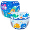 Luxja Riutilizzabile Pannolini da Nuoto (Confezione da 2), Costume Pannolino Lavabili, Impermeabile Pannolino Piscina (0-3 Anni), Balene + Pesci