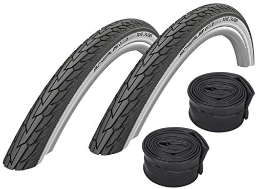 Set: 2 x Schwalbe Road Cruiser schwarz-Weiss 37-622 / 28x1.40 + Schwalbe Schläuche Dunlopventil