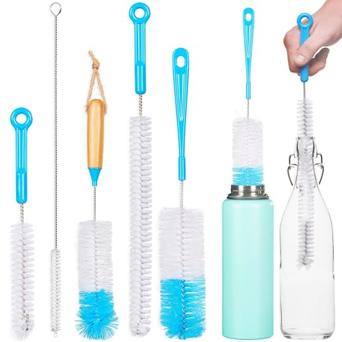 Lot de 5 brosses de Nettoyage pour Bouteille d'eau et Paille - pour Lavage, décanteur de vin, bébé, Kombucha, tuyaux, Thermos, éviers, bières