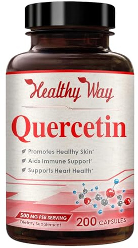 High Strength Quercetin 500mg Capsules - Once Daily Powerful Antioxidant Quercetin Supplement for Heart Aging Skin Brain and Immune Support - Vegan Friendly Gluten-Free Made in the USA (200 Servings)