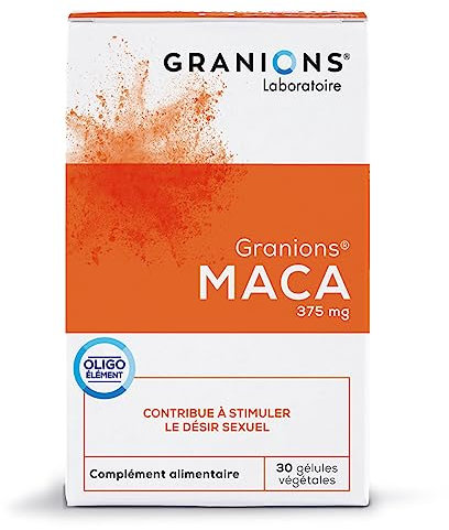 Maca GRANIONS | Complément alimentaire désir sexuel | Maca 375mg avec Zinc | Stimulant sexuel, aphrodisiaque sexuel naturel puissant, libido homme et femme | Made in France | 30 gélules