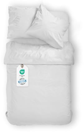 BLUE MOON Premium Bettwäsche 140x200 cm Satin 100% Baumwolle Bettwäsche - Made in EU - 1x Bettbezug 140x200 cm und 1x Kopfkissenbezug 70x90 cm (Weiss, 140 x 200 + 70 x 90 cm)