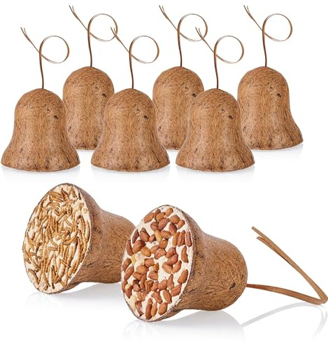 dobar® 24101e Vogelfutterglocken - 8 gefüllte Futterglocken zum Aufhängen - Fettfutter für Wildvögel in Zwei Sorten - Ganzjahresfutter mit Nüssen & Mehlwürmern - Premium Vogelfutter