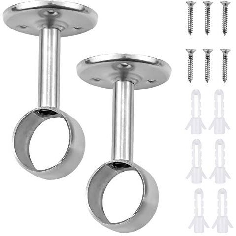 HQdeal 2 Stück Edelstahl Rundrohr-Halterung, Stangen Flansch Set, Kleiderschrank Stangenhalter Kleiderstange Stangenhalterung Spurstangenkopf Halterung mit Schrauben (25mm)