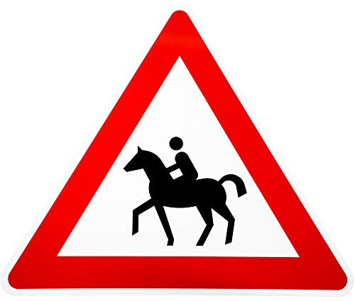 ORIGINAL Verkehrsschild Nr. 101-13 * Reiter, Aufstellung rechts * SL 900 mm Verkehrszeichen Achtung Warnschild Verkehrsschilder Strassenschild Hinweisschild Gefahrenzeichen Schild Gefahrenschild Pferd