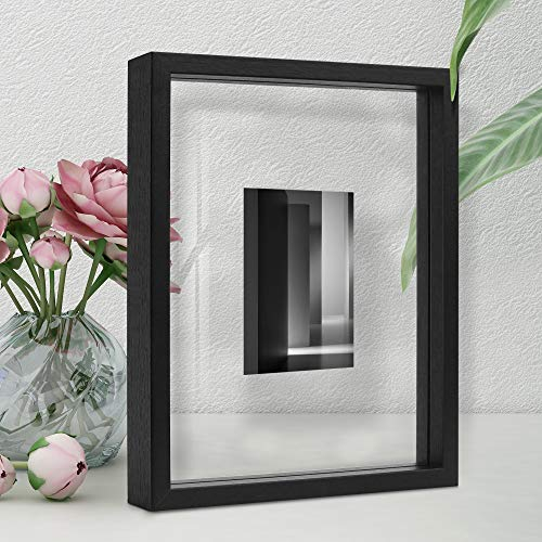 Afuly Bilderrahmen 13x18 10x15 15x20 mit Schwebender oder 20x25 ohne Schwebender Schwarz Holz Glas Doppelglas Fotorahmen Desktop Wand Weihnachten Geburtstag Freund Frauen Oma Mama Geschenke