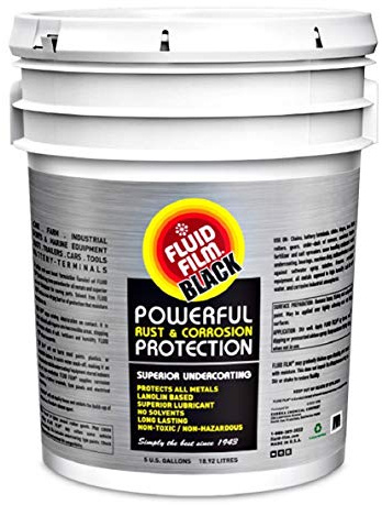 Fluid Film Black Non-Aerosol, Long Lasting Corrosion, Penetrant & Lubricant, Anti-Rust Coating, Protects All Metals in Marine and Undercoating in Automotive & Snow-Handling Vehicles, 5 Gallons