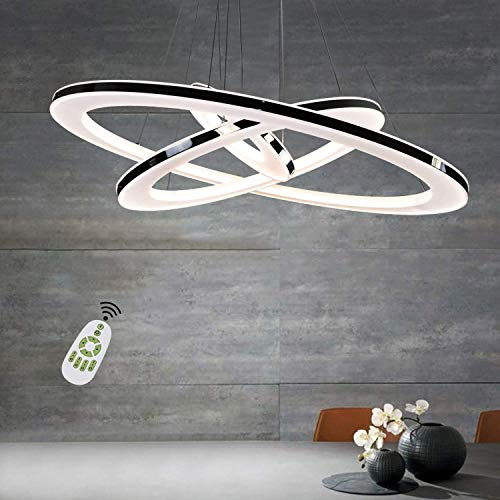 ZMH Moderne LED Pendelleuchte esstisch 60 W Led 3-Ring led dimmbar Fernbedienung Hängeleuchte Wohnzimmer Deckenleuchte Schlafzimmer Höhenverstehbar Hängelampe Kronleuchte